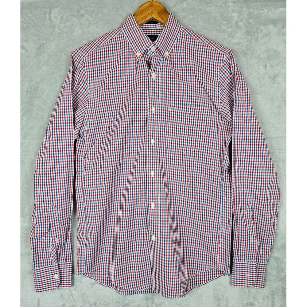 J.Crew Button Down Shirt Mens Size Small Slim Fit Long Sleeve Blue‎ Red Gingham